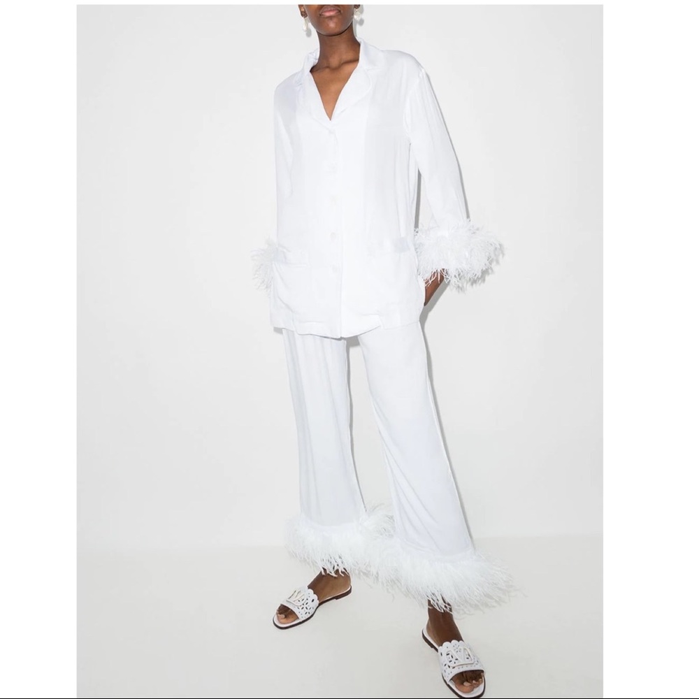 Sleeper White Feather Trim Pajama Set